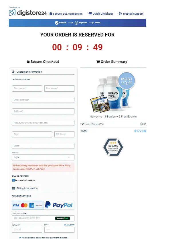 Nervovive- Order Page